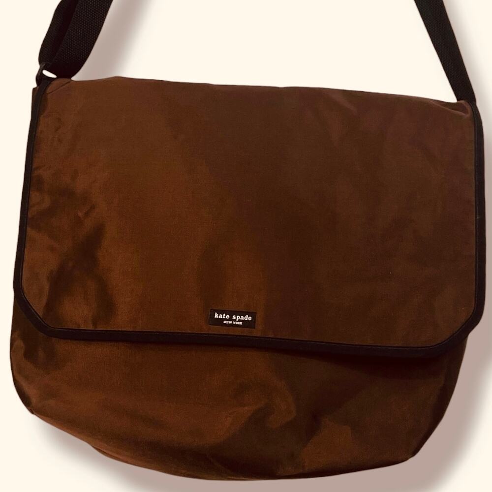 VTG KATE SPADE NY Brown Messenger Crossbody Bag USA  Laptop Bag Academia - Picture 2 of 5